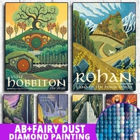 AB Fairy Dust Diamond Painting Abstract Ring Art Retro Full Drill Kit Vintage Film Mordor Castle Lord Magic Kid Bed Room Decor