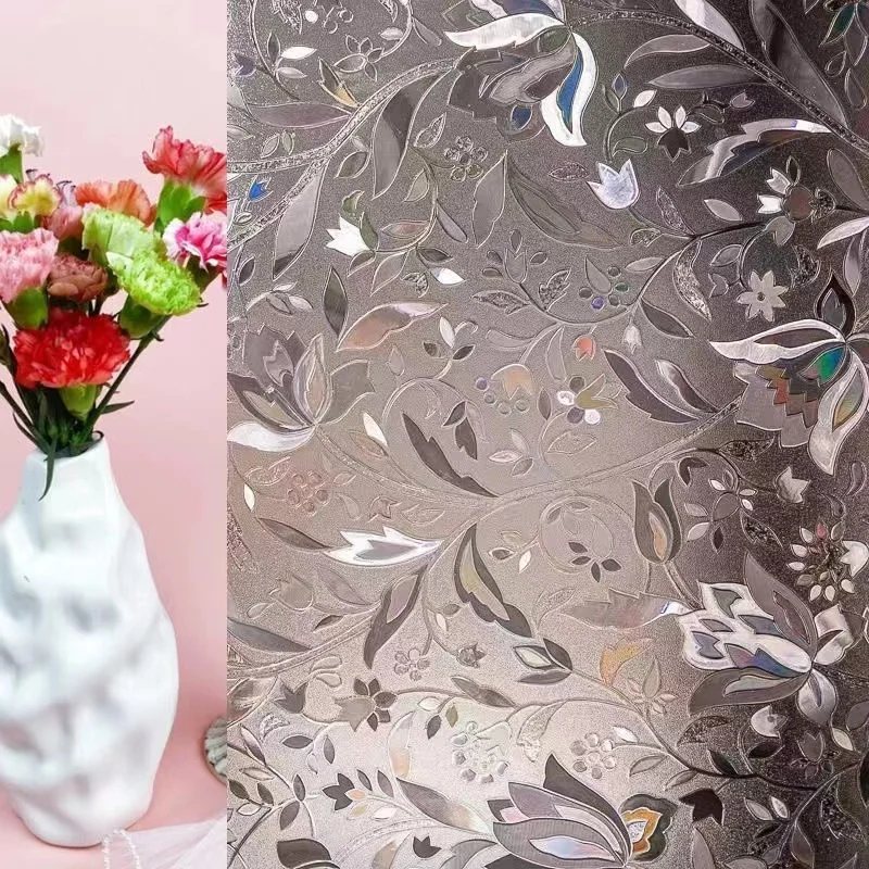 Film de fenêtre conviviale ré sans colle, autocollant en verre tulipe, couvrant le verre, autocollant opaque translucide, absorption électrostatique, bricolage