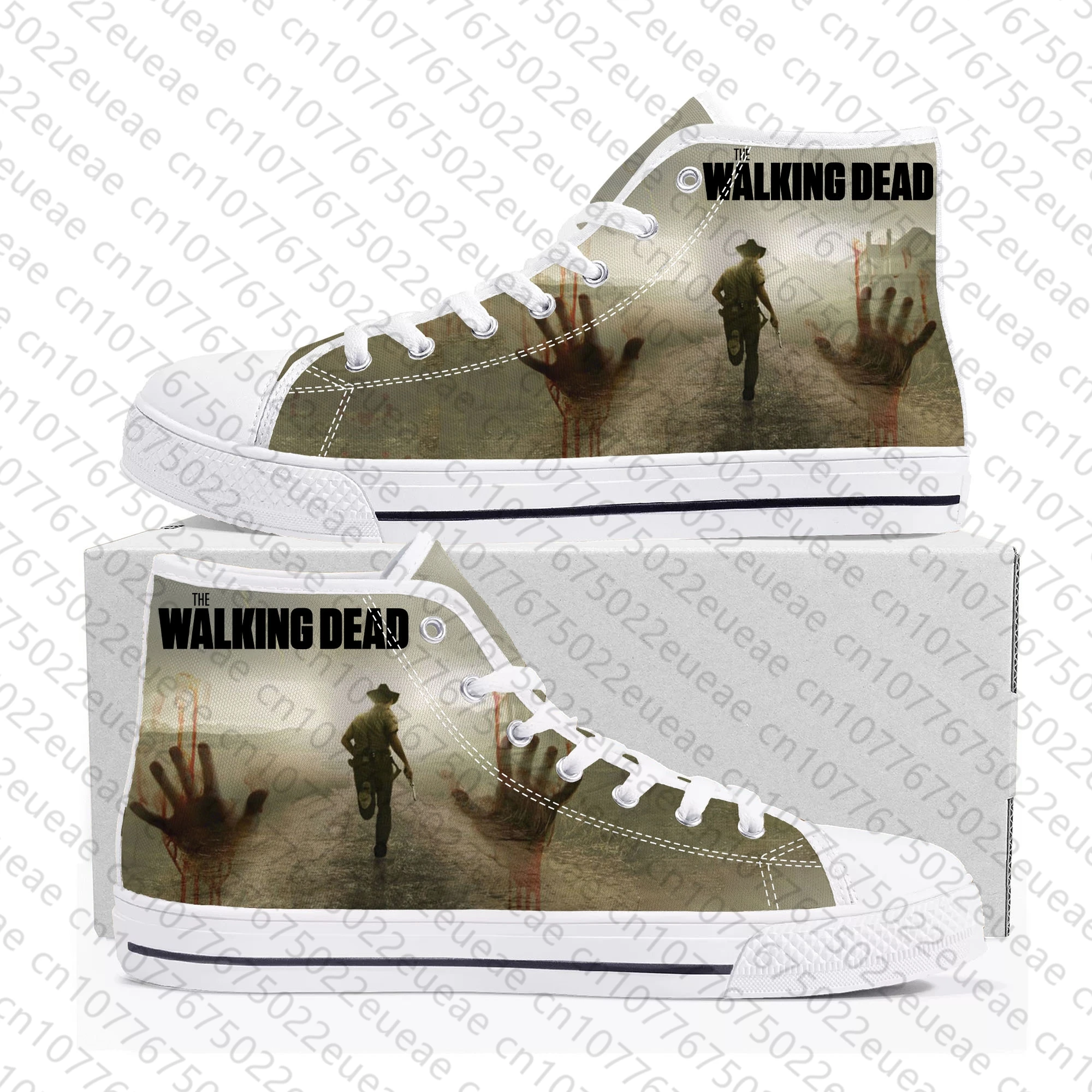 The Walking Dead Horror High Top Sneakers para homens e mulheres, calçados personalizados casuais, tênis de lona para adolescente, sapato personalizado, alta qualidade