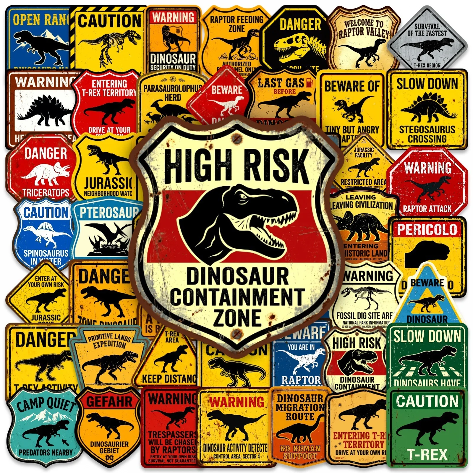 

50 шт. готических виниловых водонепроницаемых наклеек с динозаврами для ноутбуков, телефонов, бутылок, DIY-декора