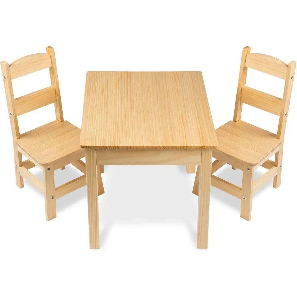 Juego de mesa y 2 sillas de madera maciza