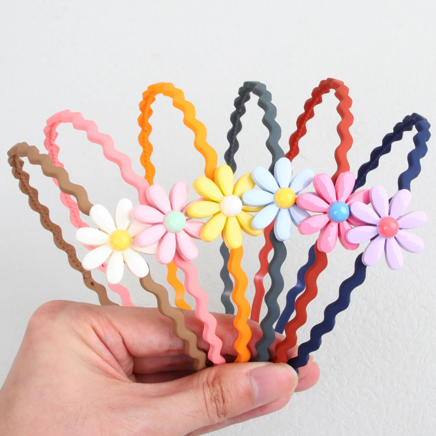 Cute Girls Flower Headband Plastic Teeth Matte Hairbands Floral Headbands Kids Children Hair Accessories Wave Hairband Headwear