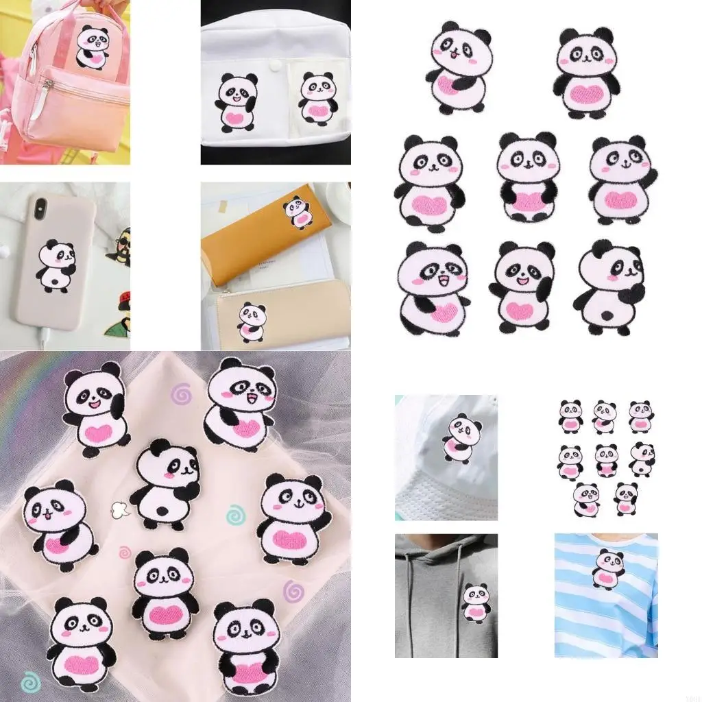 

8 Pcs Cartoon Panda Embroidered Patches Iron on Patches Animal Repair Patches Sewing on Applique Patches for Clothes Bag Y08E