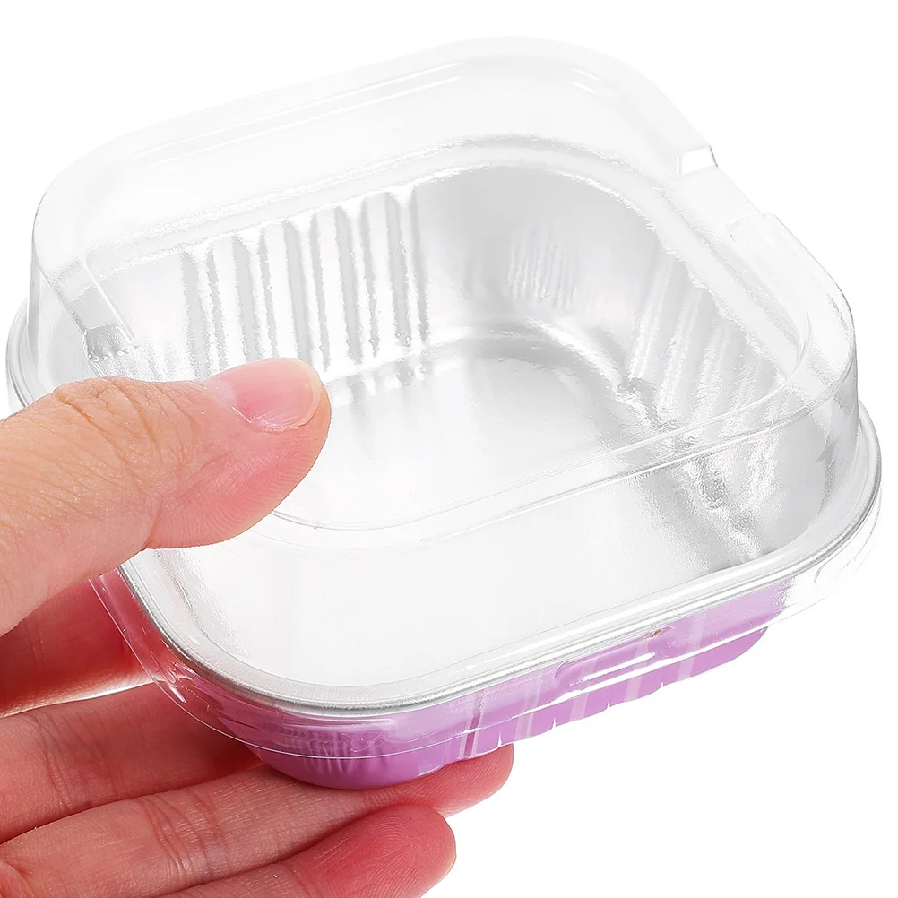 

50Pcs Aluminum Foil Baking Mold with Lid Cupcake Pudding Pan for Home Party Family Gathering Portable Easy to Use Container