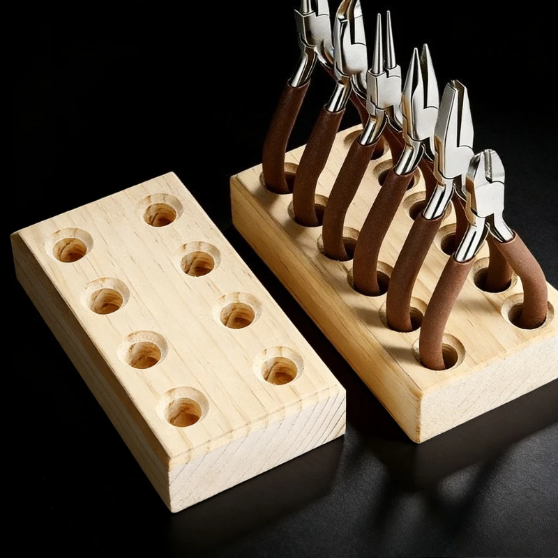 

Деревянная подставка для плоскогубцев на 6 рядов, настольный органайзер для инструментов - держатель из массива дерева для ювелирных плоскогубцев и инструментов для мастерской