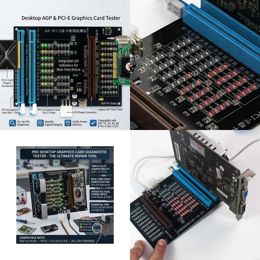 Computer Repair Tool For Testing Faulty GPUs On AGP And PCIE 16X Slots With Visual Indicators H8WD