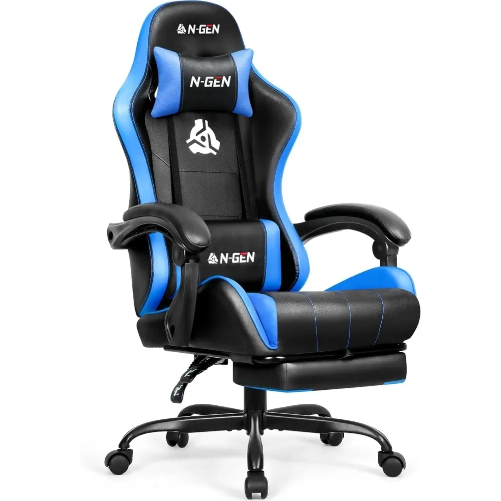 Gaming Chair with Footrest High Back Ergonomic Comfortable Office Computer Desk with Lumbar Support Height Adjustable