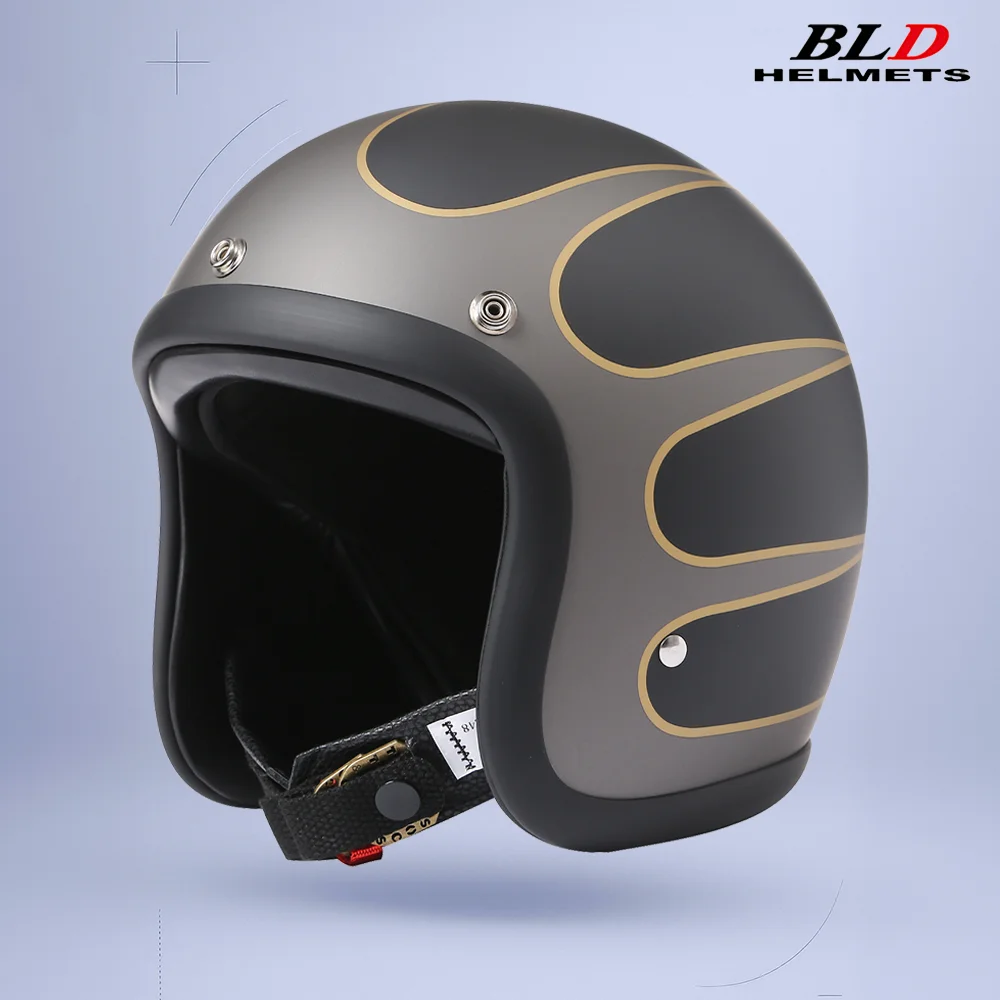 BLD Motorcycle Half Helmet DOT Certified Open Face Helmet Lightweight Breathable EPS Liner Adjustable Chin Strap Summer Riding