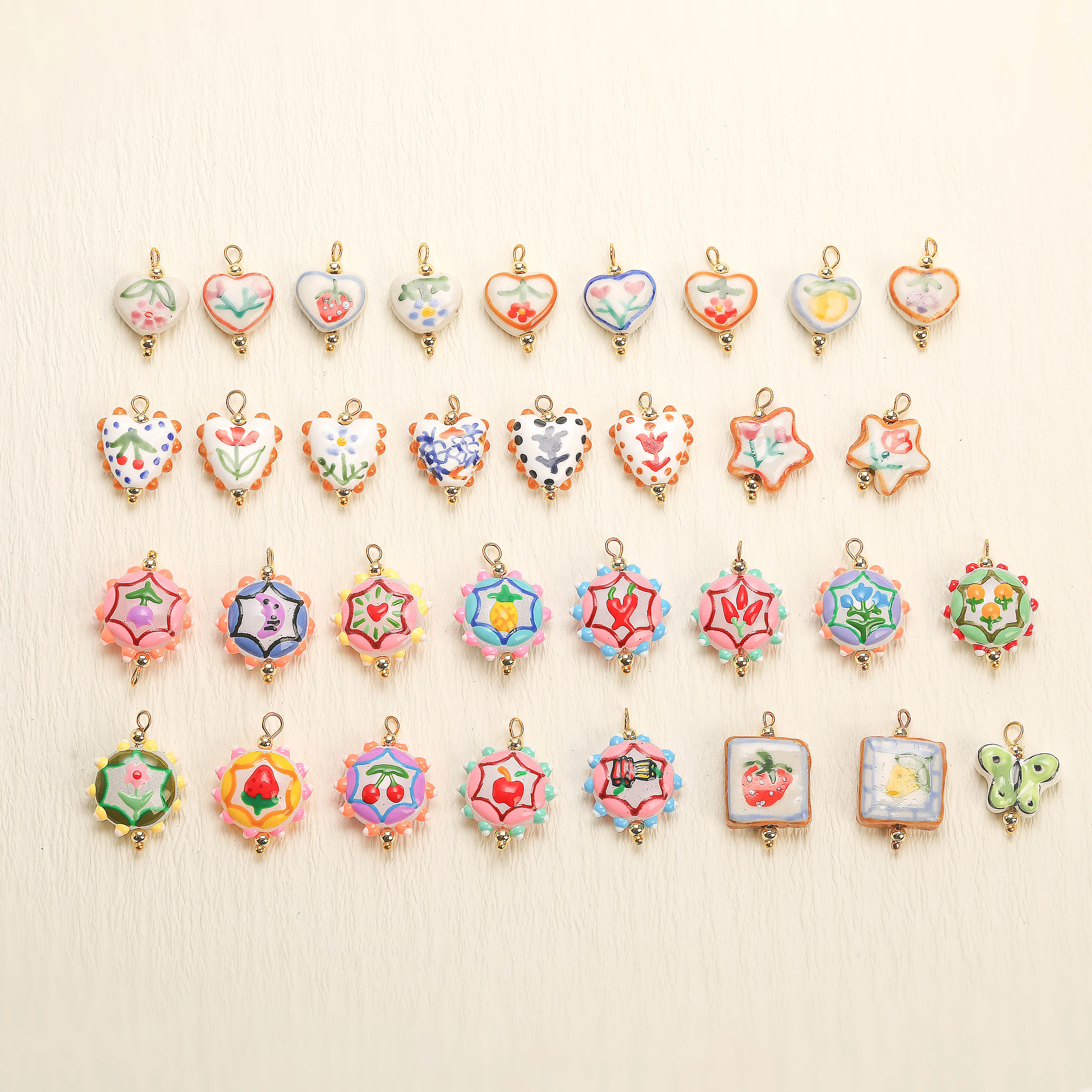 HECHENG, Fruchtblüten-Charm-Anhänger in Bonbonfarben, Emaille, süßes und bezauberndes Schmuckherstellungszubehör für Frauen, 1 Stück