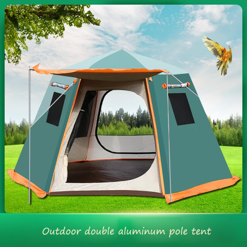 New Outdoor Tent 3-4 Persons 5-8 Person Waterproof Sunshade Aluminum Pole Tipi Double Layer Camping Tent