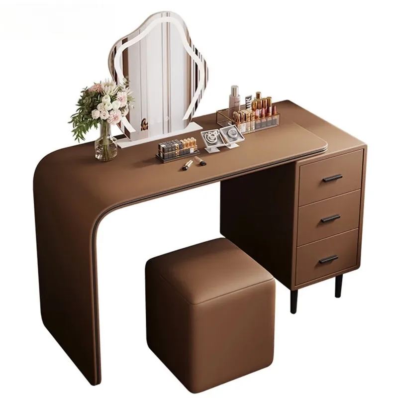 

Leather dressing table, bedroom integrated cabinet, small apartment Italian minimalist girls makeup mirror