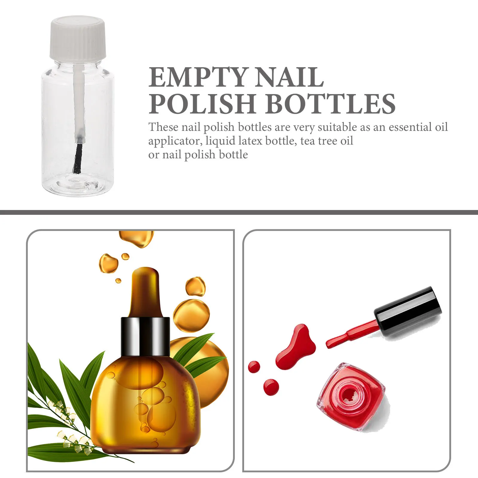 

8pcs Empty Nail Polish Bottles With Brush Refillable Transparent Small Leak-Proof For Essential Oil Nail Care Gel Varnish