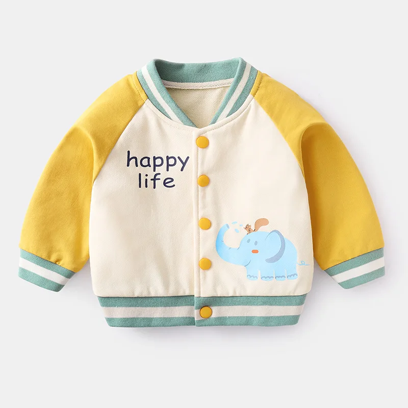 Baby Coat Cartoon Print Top Boys\' and Girls\' Baseball Jersey Thin Baby Fashionable Top Spring and Autumn