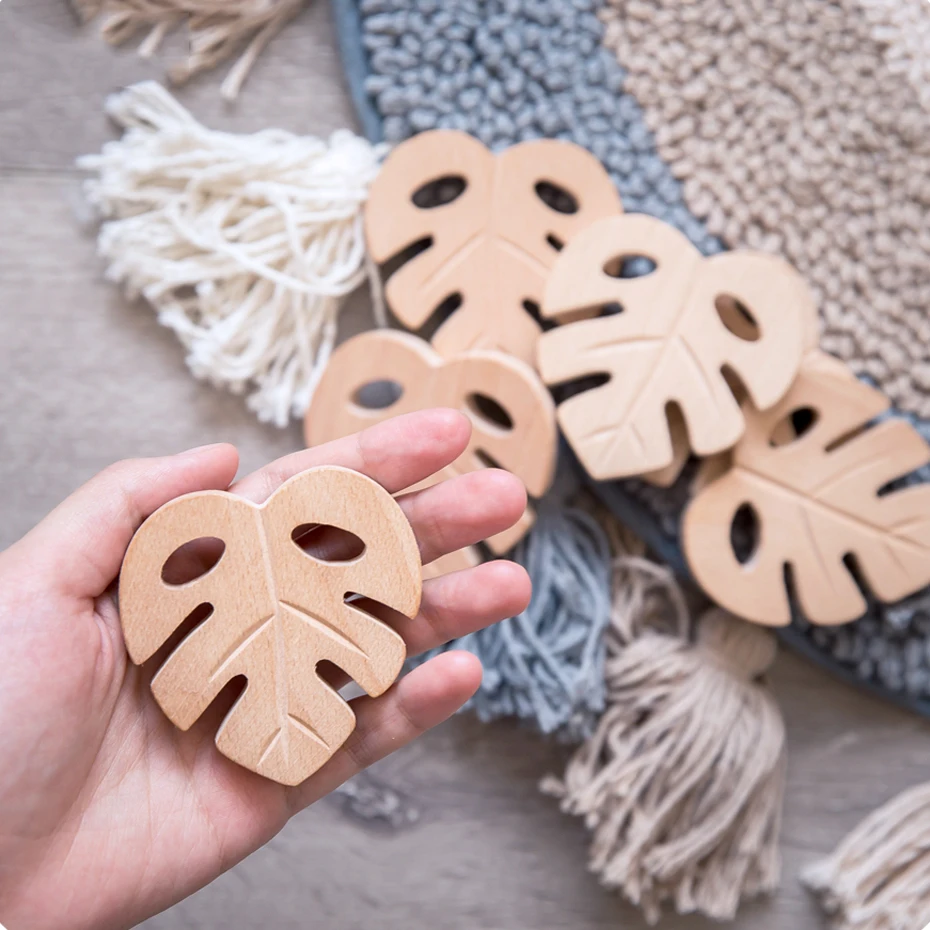 1 adet ahşap diş kaşıyıcı hayvan kolye bebek oyuncakları için yeni doğan oyun spor aksesuarları Diy kolye minik çubuk kayın ahşap dişlikleri