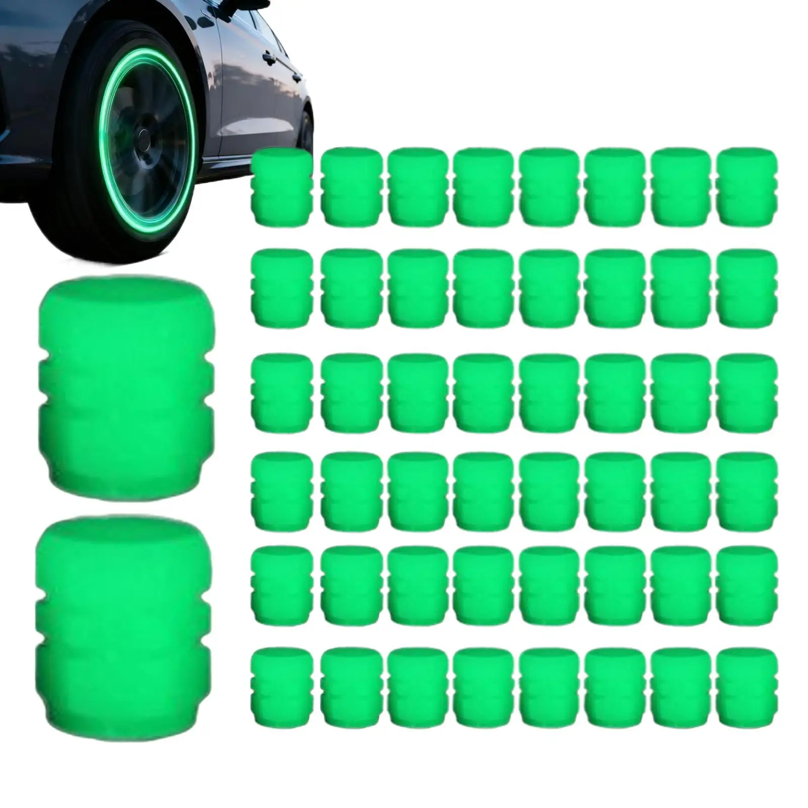 Bouchons de Valve lumineux fluorescents, bouchons de Valve de pneu de voiture de nuit, moto, vélo, décor brillant, buses de roue, bouchons de pneus, accessoires de voiture