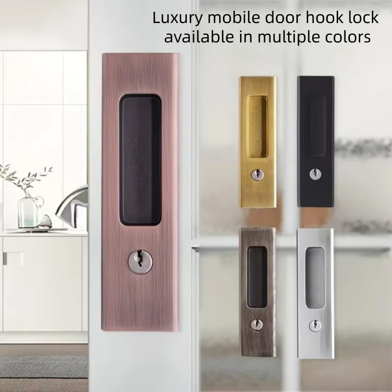 Invisible Sliding Door Lock - Heavy Duty Hook Lock with Handle for Kitchen, Bathroom & Wooden Tandem Doors