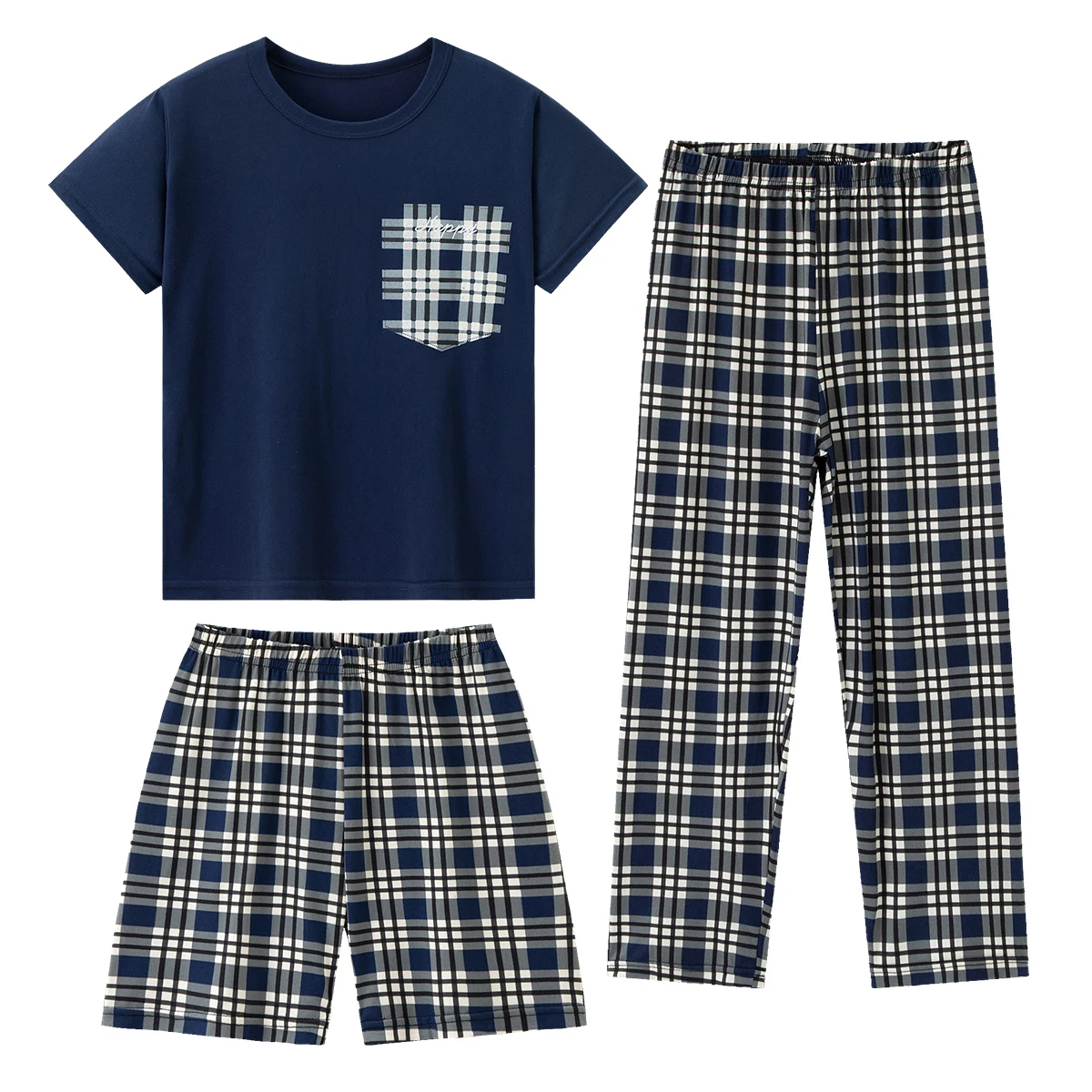 3-teiliges Kinderset für Frühling und Sommer, feuchtigkeitsabsorbierend, bequem, lässig, modisch, Schlafanzug, Shorts, Hosen, Heimkleidung – Detail 6
