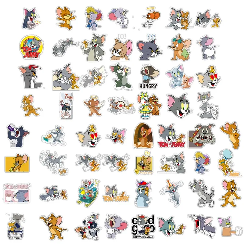 50pcs Tom and Jerry Animation Stickers Suitcase Water Cup Mobile Phone Car Scooter Laptop Refrigerator Decoration Stickers