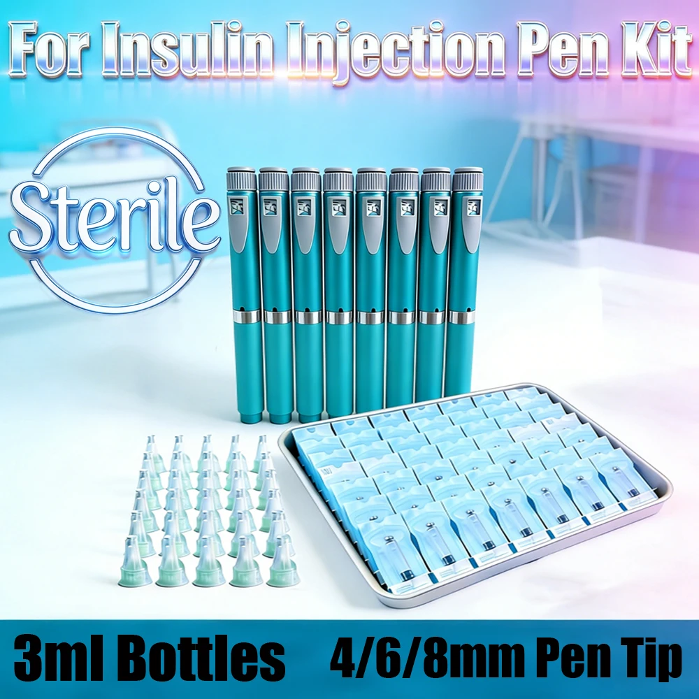Juego de Plumas de Inyección Universales para Estética Médica, Estériles, con Cartuchos de Botella Vacía de 3 ml, Puntas de Pluma de 4/6/8 mm, Empaque Individual