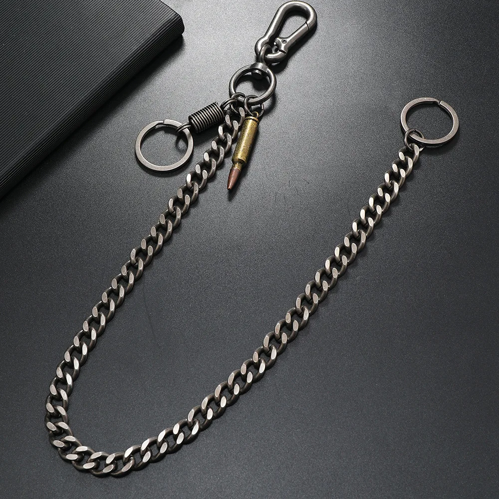 حزام استانلس ستيل سلسلة الهيب هوب روك الشرير هوك بنطلون بانت رصاصة سلسلة معدنية المفاتيح مشبك حلقي كيرينغ مجوهرات ﻿