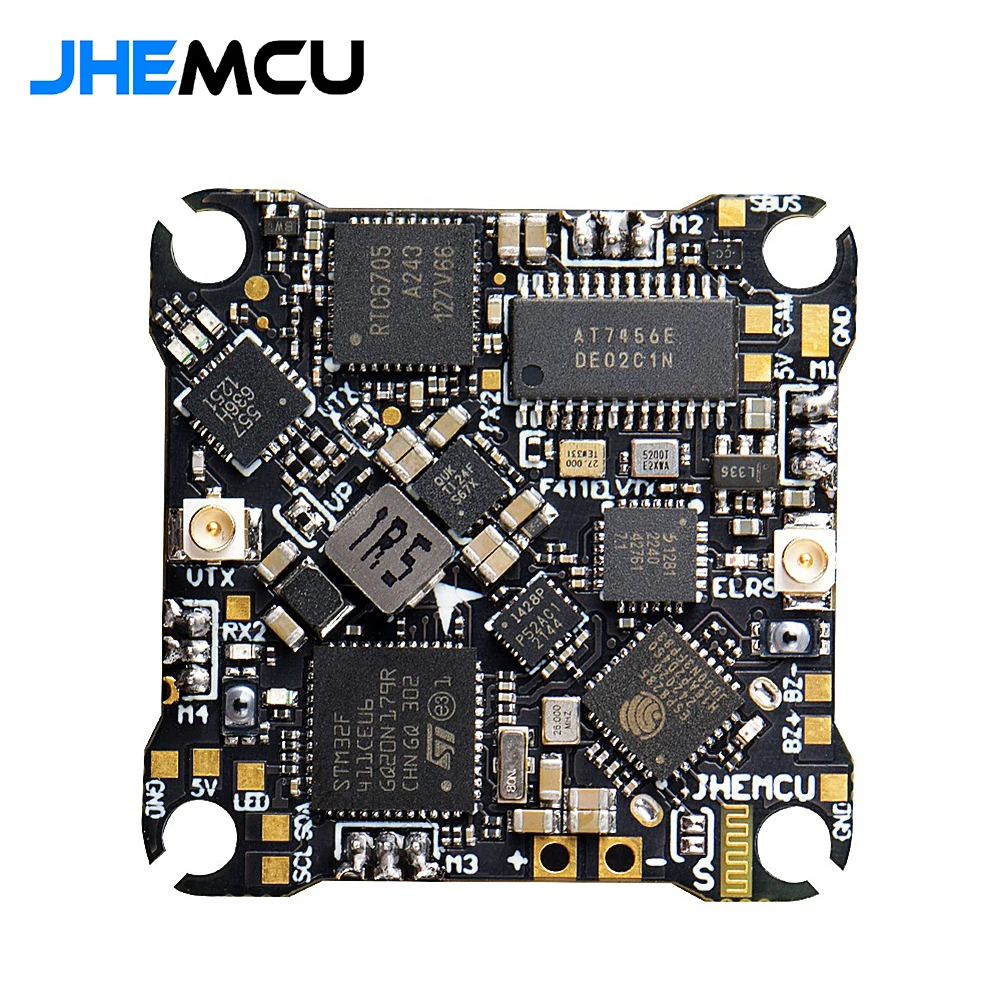 

JHEMCU F411 ELVTX Flight Controller BLHELIS 12A 4in1 ESC 5.8G 400mW VTX ELRS 2.4G RX AIO 25.5X25.5mm 1-2S for FPV Drone