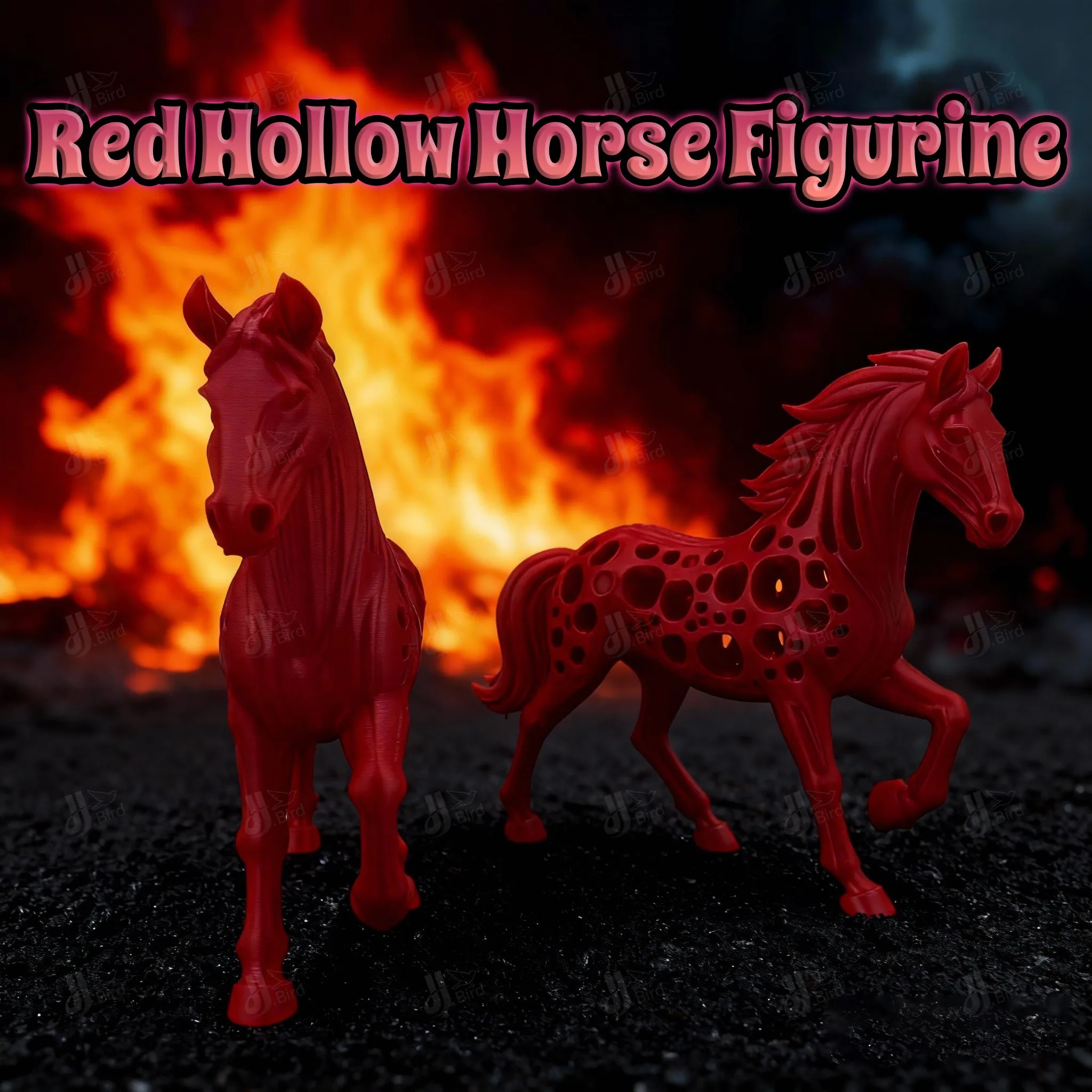 1pc Art-Style Red Hollow Horse Figurine, suitable for desktop, desk, office & entryway display. Perfect for New Year's Day