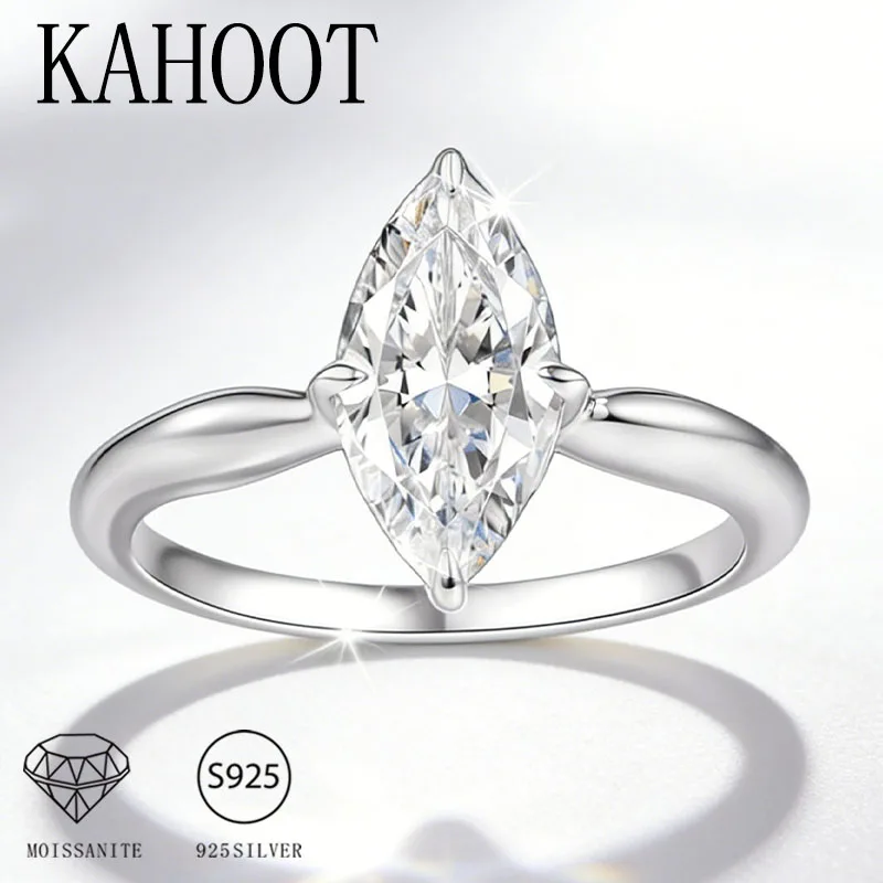 

A 925 silver 2 carat marquise moissanite simple and casual high quality men's and women's wedding ring couple ring
