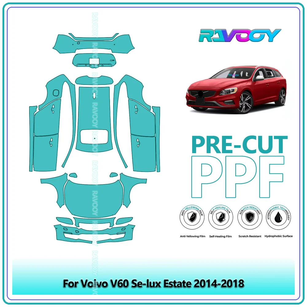 For Volvo V60 Se-lux Estate 2014-2018 Precut TPU Paint Protection Film PPF Full Body Kit Clear Bra Stone Guard EU UK