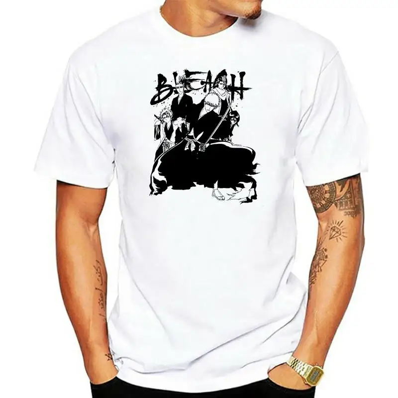 Nueva camiseta de manga corta a la moda para hombre, camiseta blanca para hombre de la serie de televisión japonesa de Manga de Anime Bleach para hombre y adulto