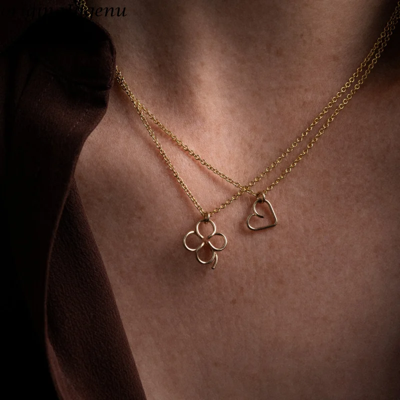 

14K Gold Filled Lucky One Clover Charm Necklace High Quality Necklace Women's Jewelry Fmale Necklace Gift women Regalo