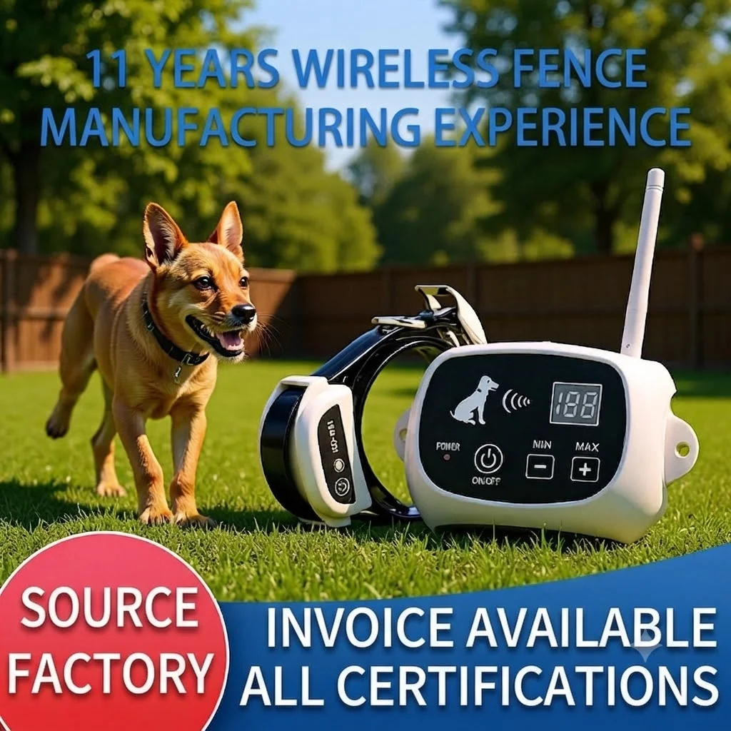 Wireless Electric Dog Pet Fence Electronic Pet Fence Waterproof 500m Safety Pet Transmitter LED Screen for Dog to Training