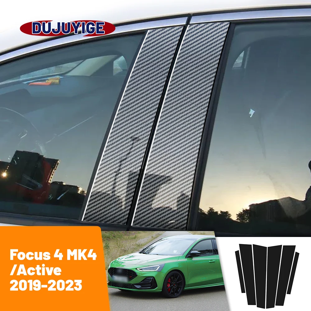 

For Ford Focus 4 MK4 Active 2019-2023 2020 2021 Carbon Fiber Window Door Column Deal B C Pillar Post Cover Trim Sticker