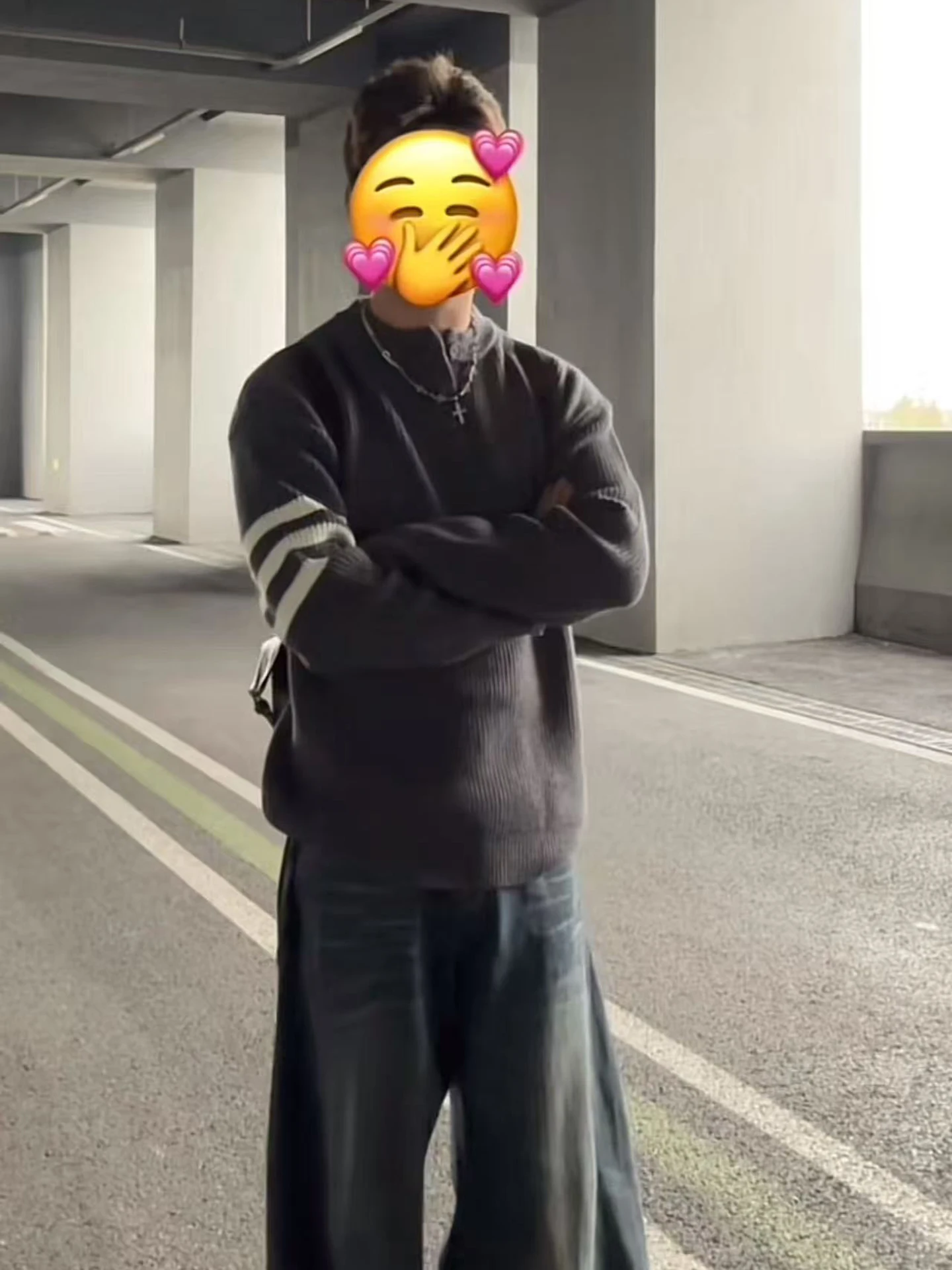 

Men's Bla Striped Henry Collar Knitwear Winter Casual Sle Tee Bars Inner Wear Base irt Loose Fit Long Sve Warmth