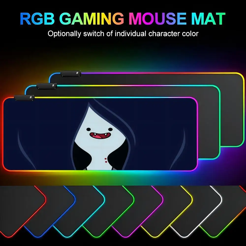 

A-adventure time M-marcelinees Mouse Pad Mousepad Rgb Mouse Pad Gaming Backlight Pc Accessories Gamer Keyboard Backlit Mat Desk