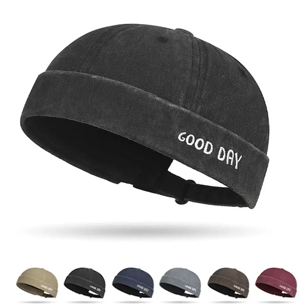 Washed Fade Landlord Hat без полей, дыняная кепка, регулируемая уличная шапка из кожи Гуа, вышивка букв, рыбацкая шапка-бини, кепки в стиле хип-хоп