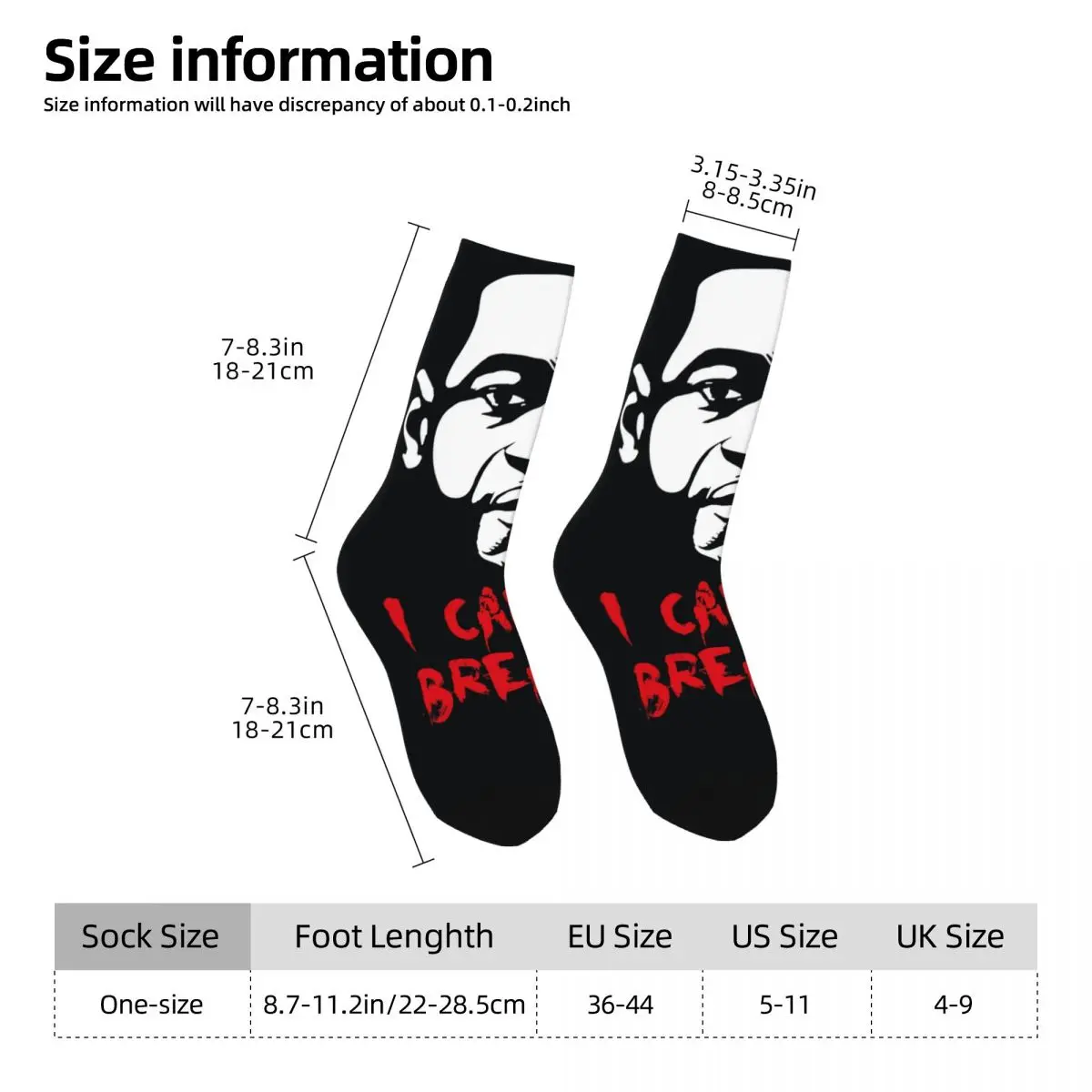 النساء الرجال الجوارب مزق جورج فلويد لا أستطيع التنفس العدالة لجورج فلويد الأسود حياة المادة جوارب الشتاء الدافئة جوارب ناعمة