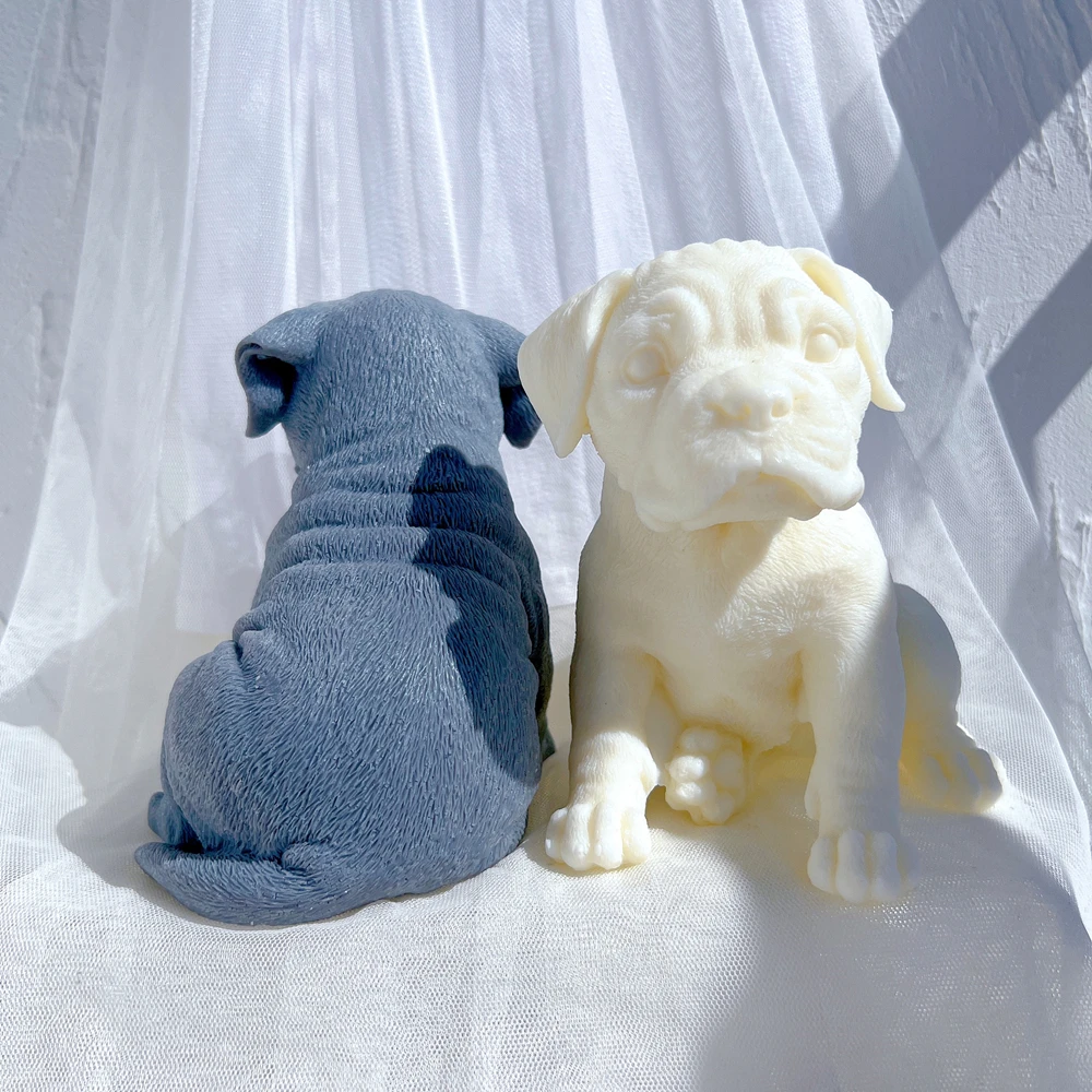 

Puppy Dog Lover Home Decor Boxer Puppy Candle Mold Animal Puppies Soy Wax Silicone Mould