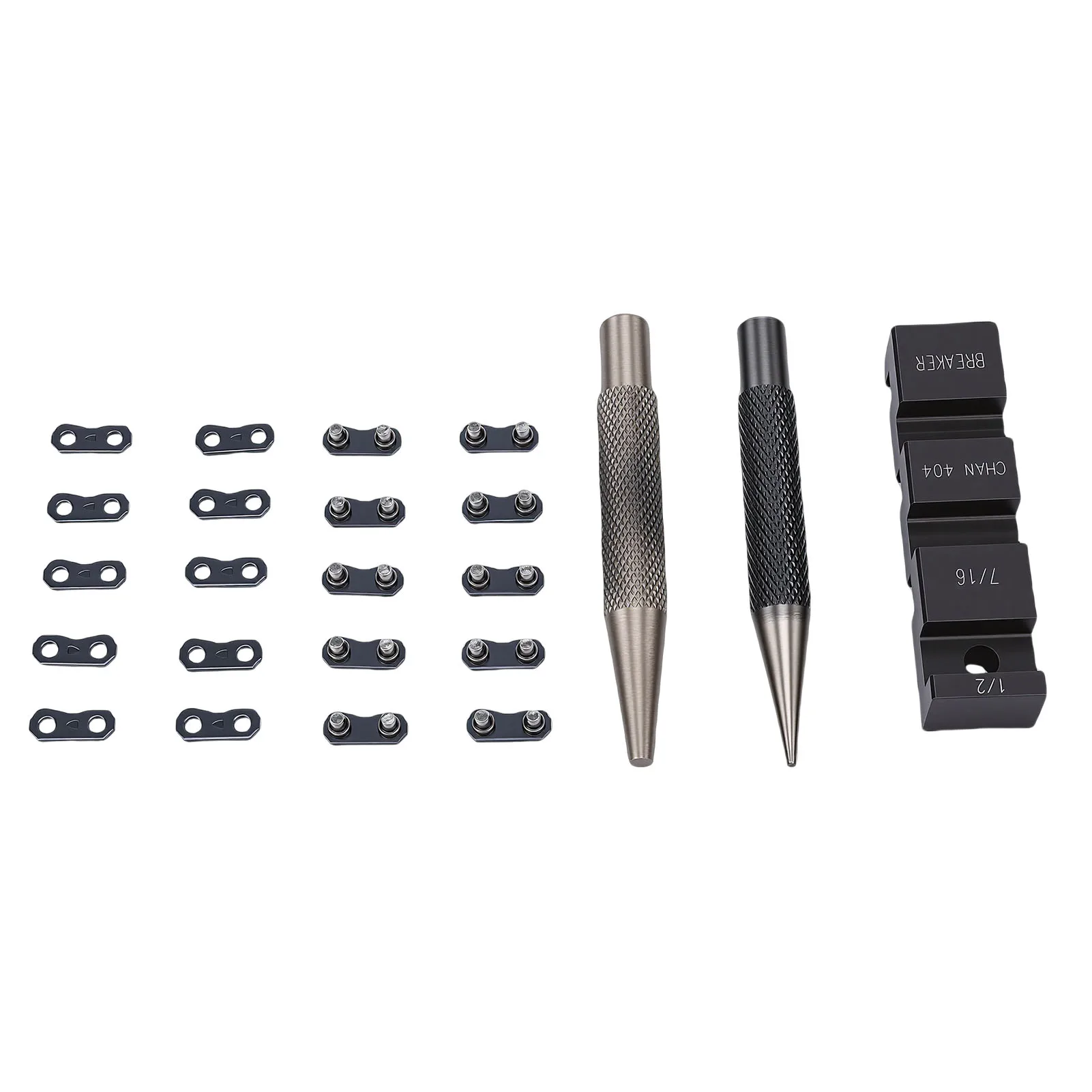 Chainsaw Breaker Kit Chain Anvil and Punch Tool 10 Link Repair Preset Straps Compatible with 1/4 3/8 Inch 325 404 Pitch