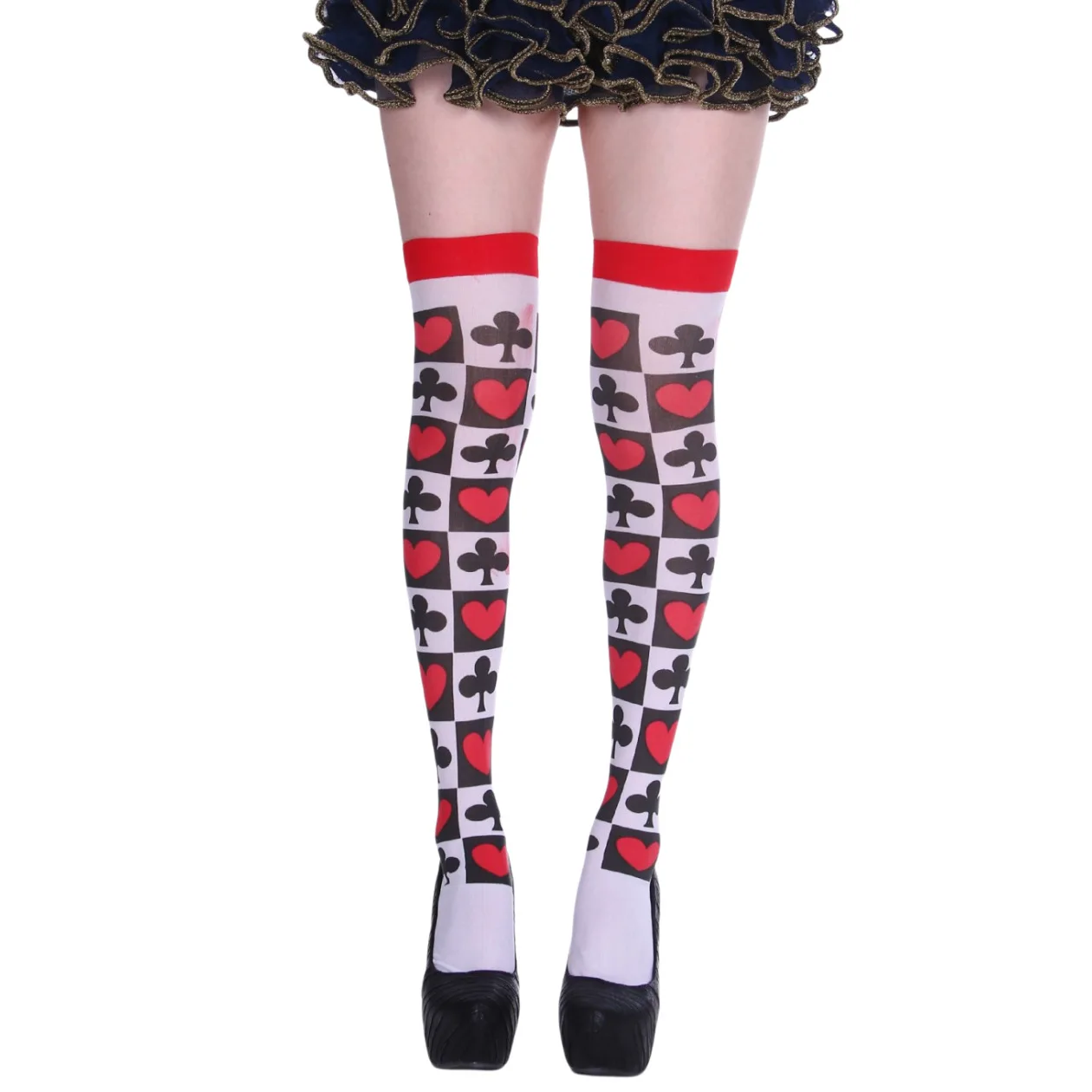 1 Paar Damen Halloween-Strümpfe mit Gittermuster, Cosplay Gestreifte Strumpfhosen, Hochelastische Party-Clown-Strickstrümpfe – Detail 5