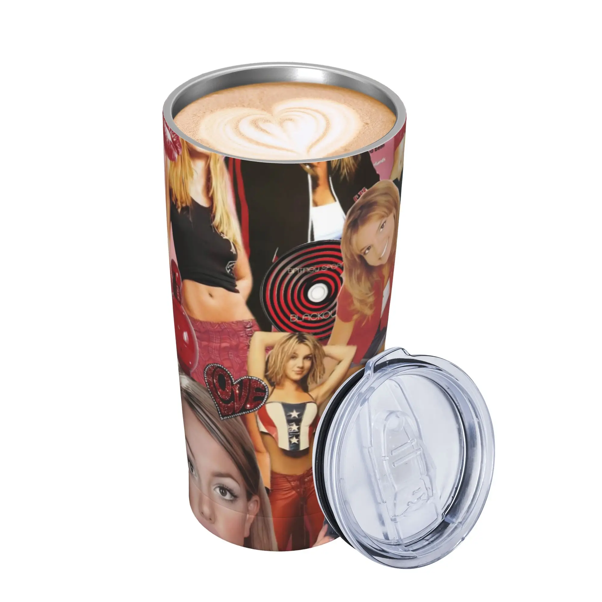 Singer Britney Spears Tumbler Vacuum Insulated  Thermal Cup Stainless Steel Office Home Mug Water Bottle 20oz