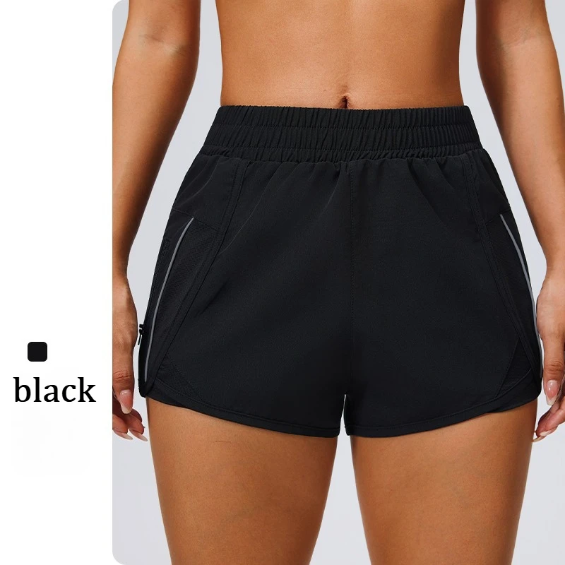 2-In-1 Sport Shorts Activewear Fake Two-Piece Elastic Waist Women Running Shorts Summer Pockets Quick Dry Fitness Tennis Shorts