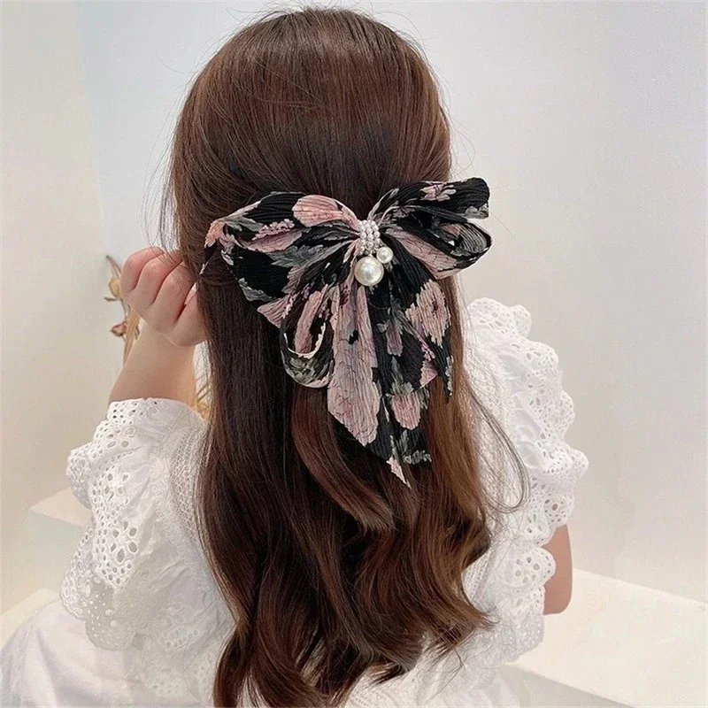 

Spring and summer big knot floral hairpin Korean Internet celebrity hair accessories top clip spring clip