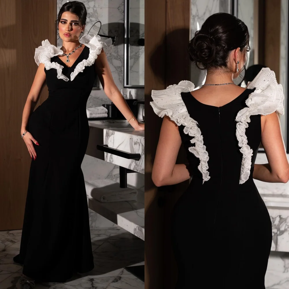 

Customized Exquisite Pleat Ruched Trumpet V-neck Long Dresses Homecoming Dresses Customization Sexy Classic Exquisite