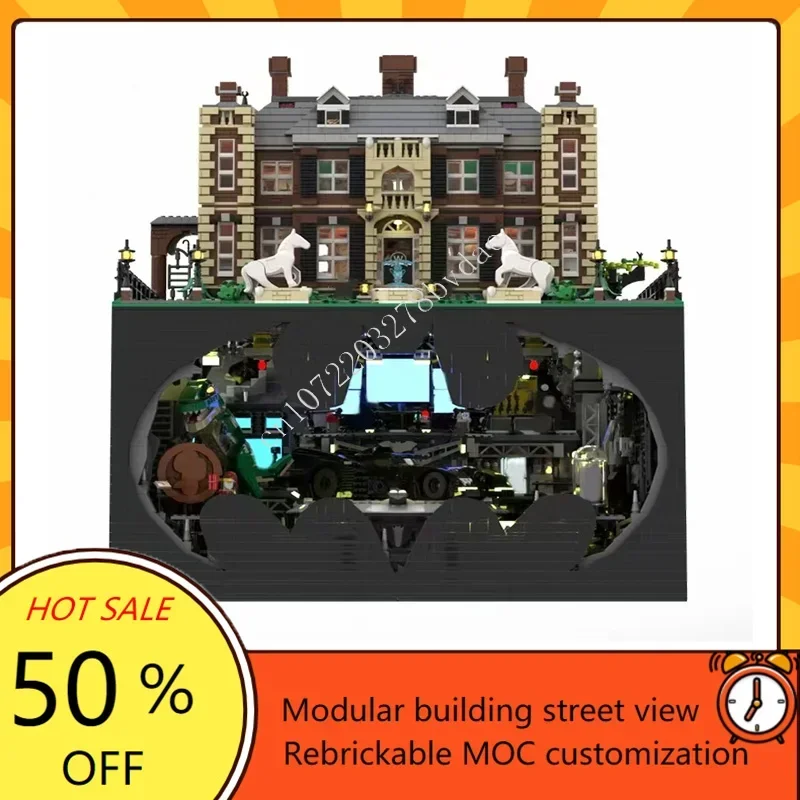 17975PCS Batcave & Wayne Manor  Modular MOC Creative street view Model Custom Puzzles Architecture DIY Assembly Model Toy Gifts