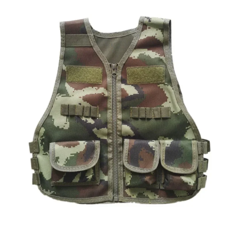 Kids Combat Camouflage Vest, Children CS Shooting Clothes, Tactical Waistcoat, Summer Training Protection Gear