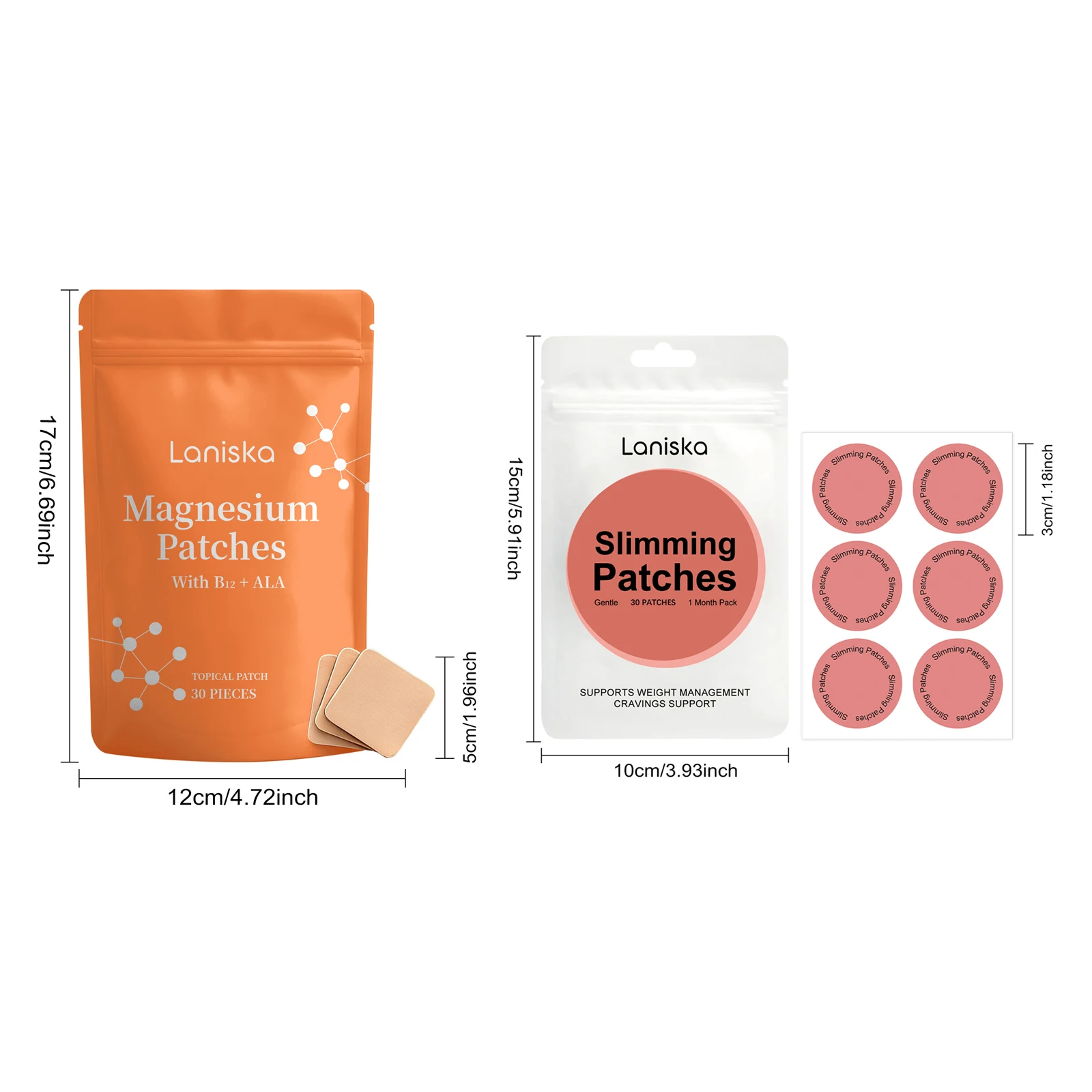 Magnesium Patches With B12 ALA And Slimming Patches Set Total 60 Patches Body Care Topical Transdermal Patches