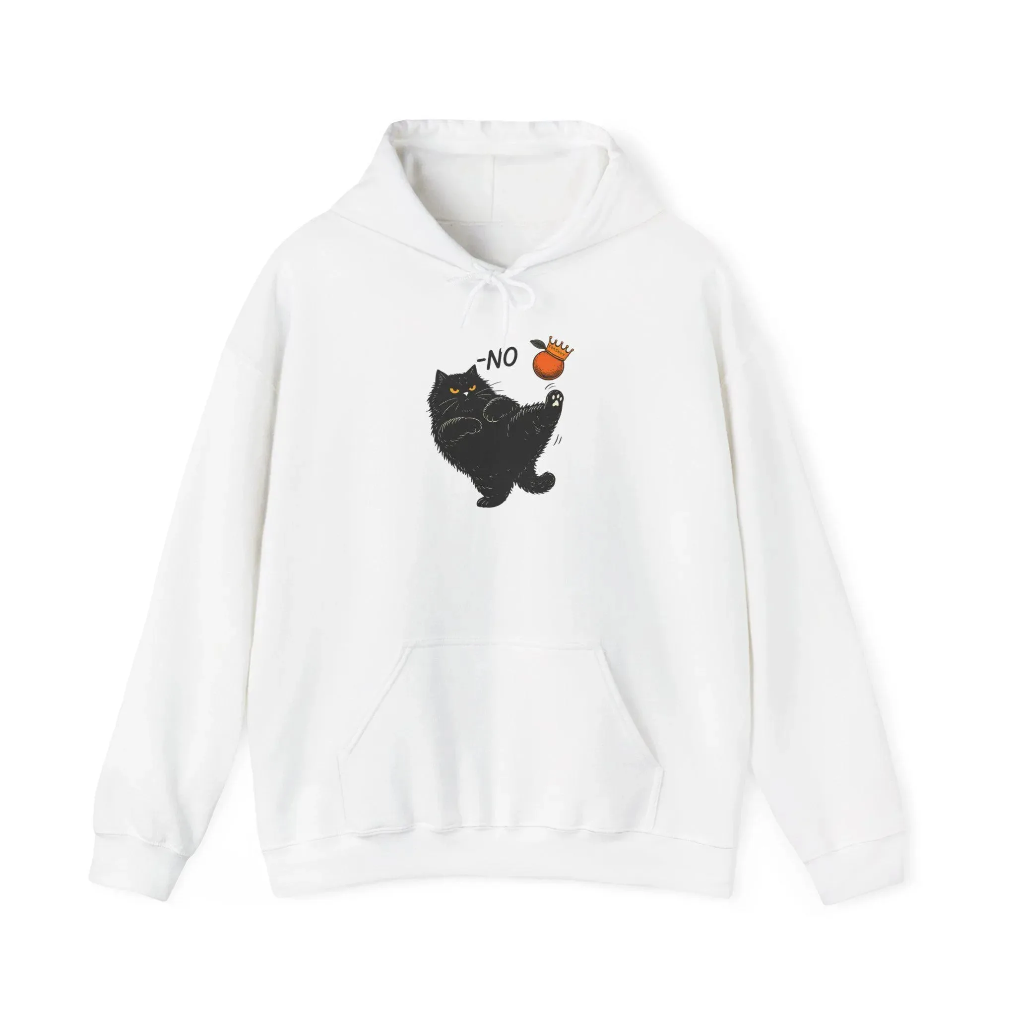 

Autumn and Winter Style "No" Black Cat Kicking Orange Print Cotton Hoodie Black Cat Kicking An Orange Eye - Catching Visual