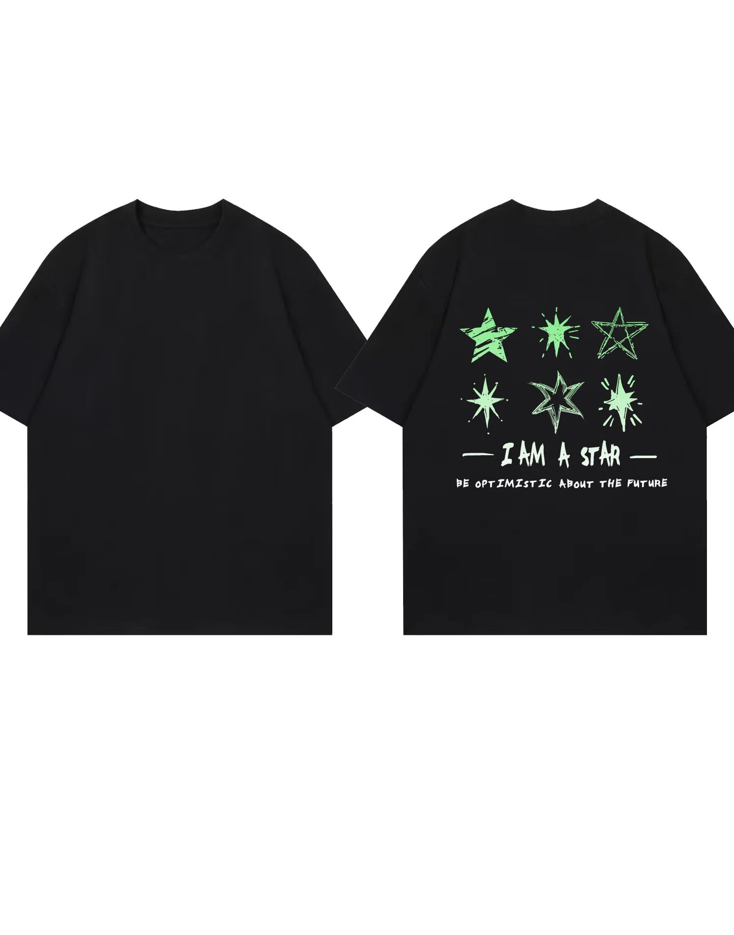 2025 موضة أنا نجمة تي شيرت للرجال والنساء موضة ملابس الشارع غير رسمية 100% قطن تي شيرت مطبوع #2