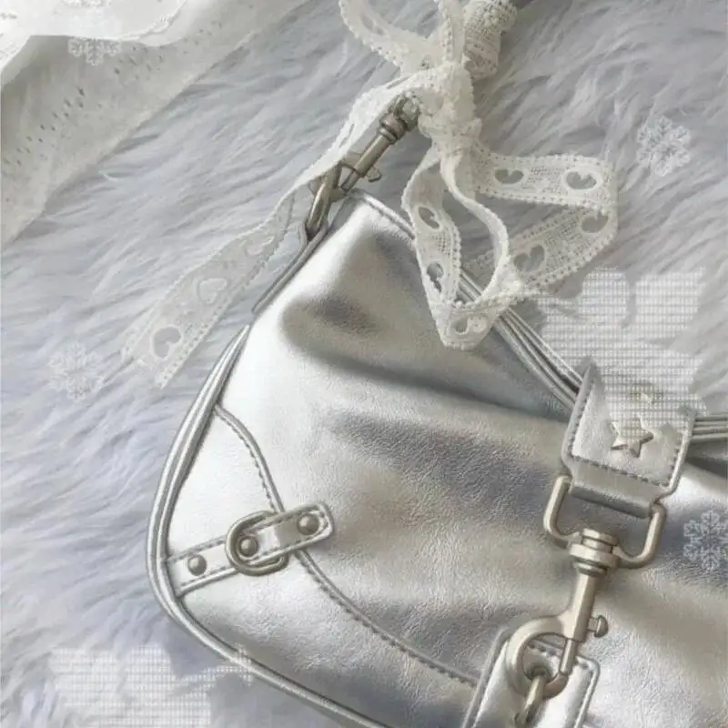 Bloom Hot Girls Sier Shoulder Bags Wallet Women Versatile Star Casual Underarm Bag Ladies Large Capacity Y2k Handbag 2025