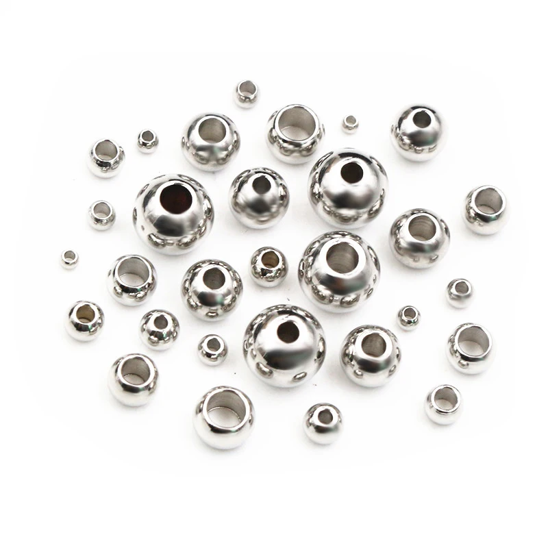 2-8mm Stainless Steel Gold Color Spacer Beads Charm Loose Bead DIY Bracelets Necklace DIY Jewelry Making Findings Charms